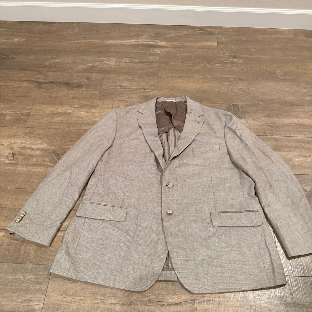 Joseph Abboud Sport Coat Mens 50R Tan Excellent Wool Silk Linen Hamilton Blazer
